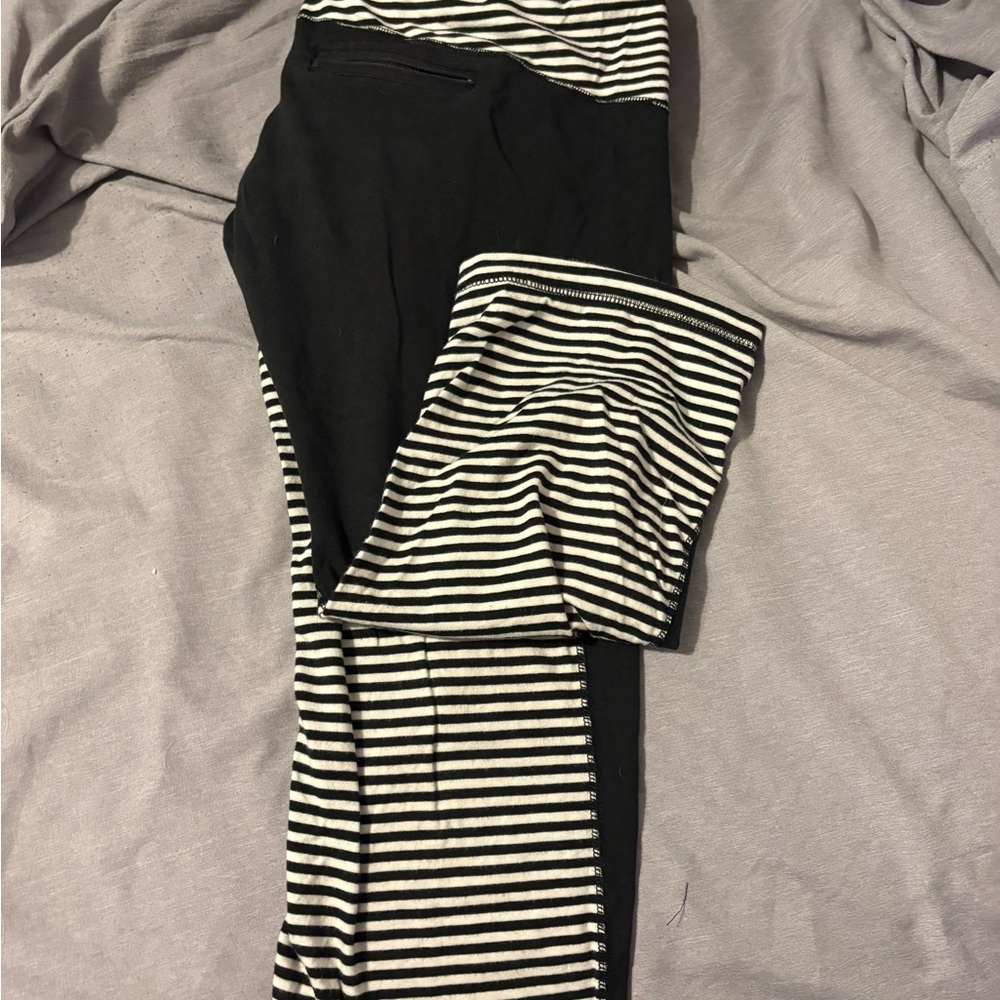 lululemon athletica Black and White Striped Capris